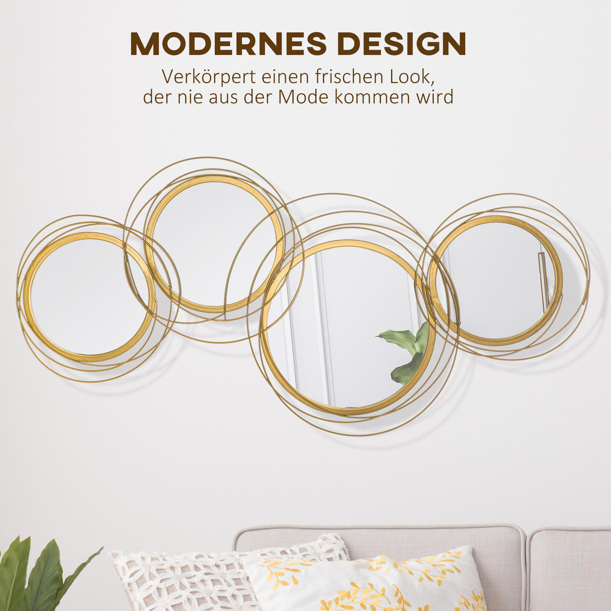 WANDDEKORATION, Eisen, Gold - Goldfarben, Metall (4/56/107cm) - HOMCOM