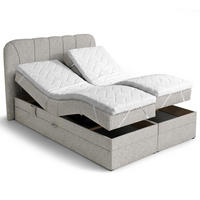 BOXSPRINGOVÁ POSTEL Romeo s elektrickým polohováním matrace, 140x200 cm, béžová - béžová, textil (140/200cm) - Beautysofa