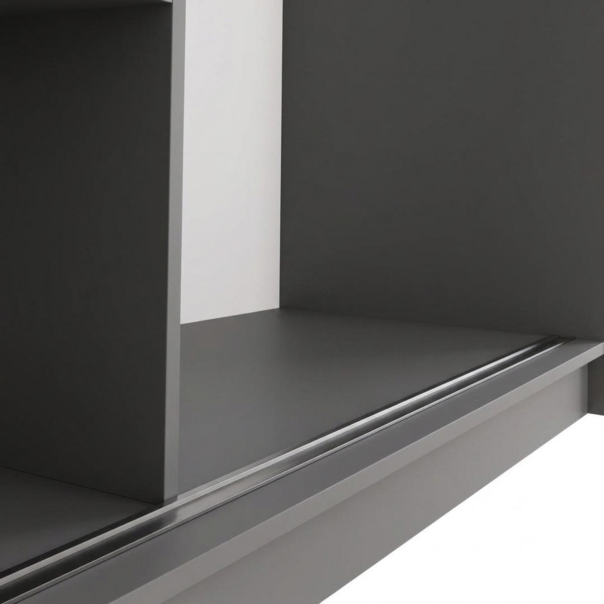 SCHWEBETÜRENSCHRANK Debra 240/216/61 graphit mit Spiegel - Graphitfarben, Holzwerkstoff (240/216/61cm) - Beautysofa