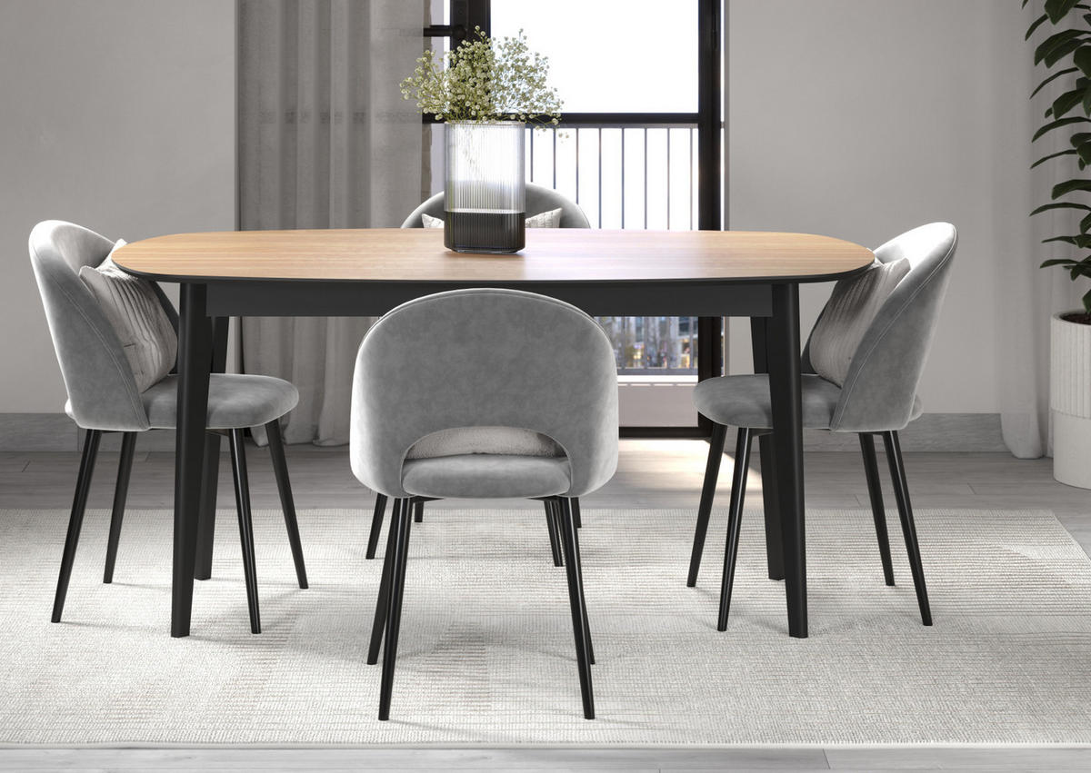 ESSTISCH Eiche, schwarz 160 x 90 cm, moderner Küchentisch - Eichefarben/Schwarz, Holzwerkstoff (77/160/90cm) - Top.Furn