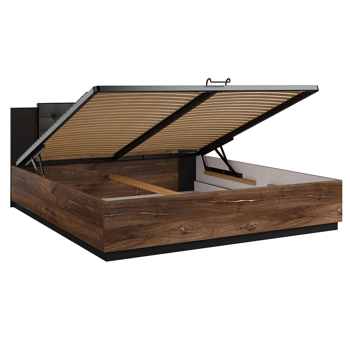BOXSPRING POSTELJA 180/200 Alec Les in črna barva - črna, leseni material (180/200cm) - Petits-meubles