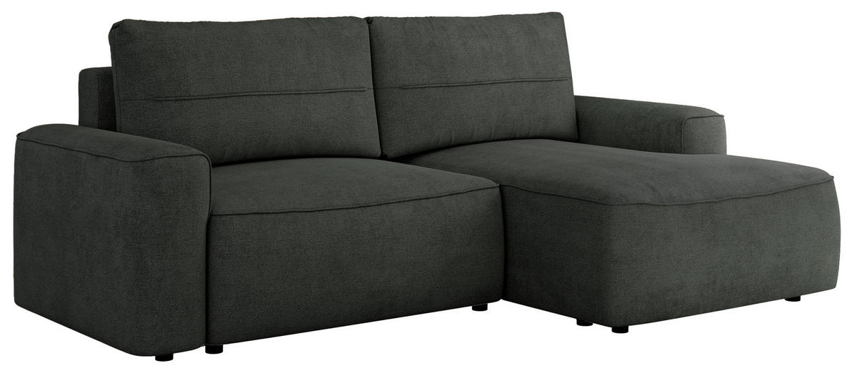 ECKSOFA BELLUNO L Dunkelgrau Strukture - Rechts - Dunkelgrau/Schwarz, Textil (233/144cm) - MKS