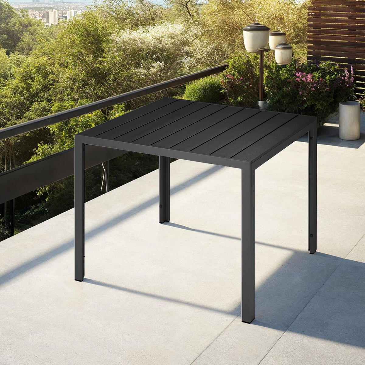 GARTENTISCH Maren,90 x 90 x 74,5 cm,schwarz - Schwarz, Metall (90/90/74.5cm) - tectake