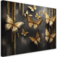 LEINWANDBILD Goldene Schmetterlinge 100x70cm - Goldfarben, Textil (100/70cm) - Feeby
