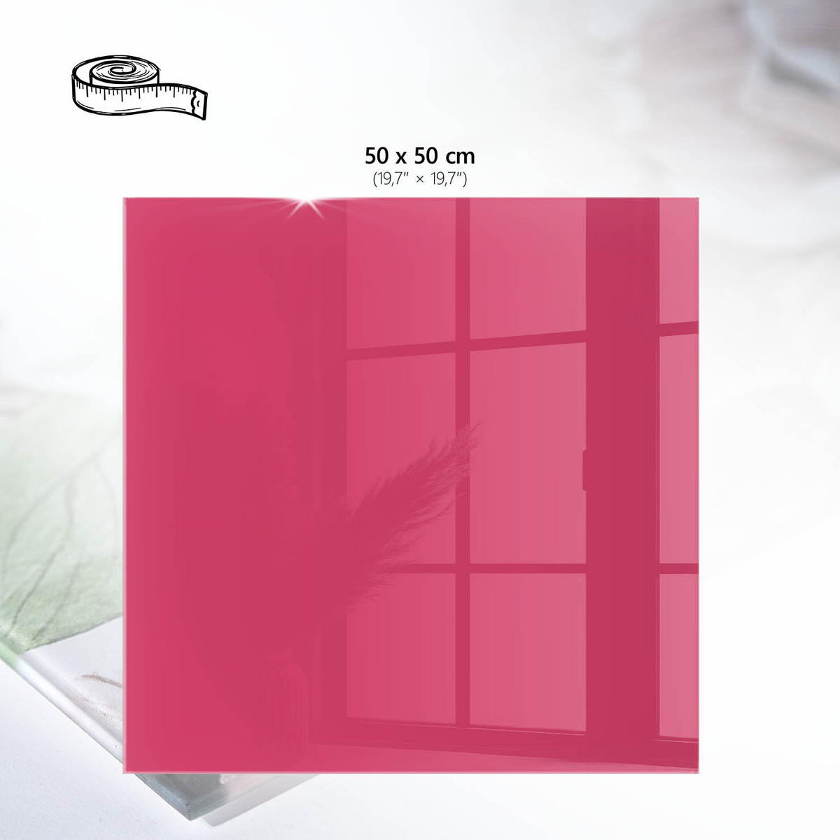 TISCHPLATTE 50x50 cm – Energierosa - Pink, Glas (50/50/0.4cm) - Wallfluent