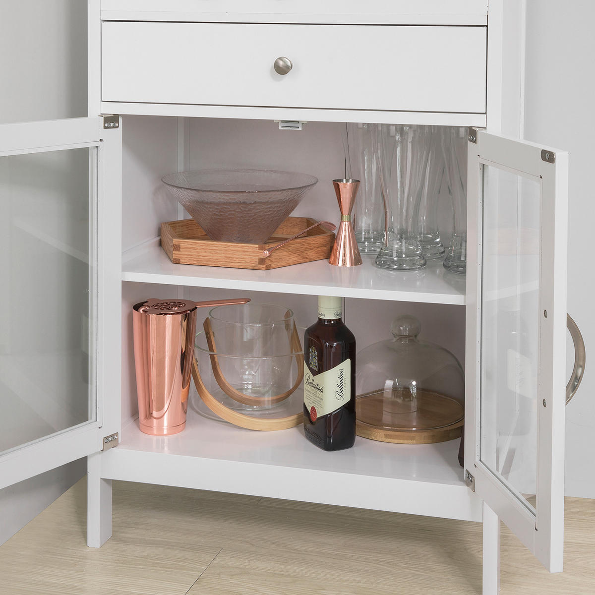 BARSCHRANK Weiß - Weiß, Holzwerkstoff (56/128/35cm) - SoBuy
