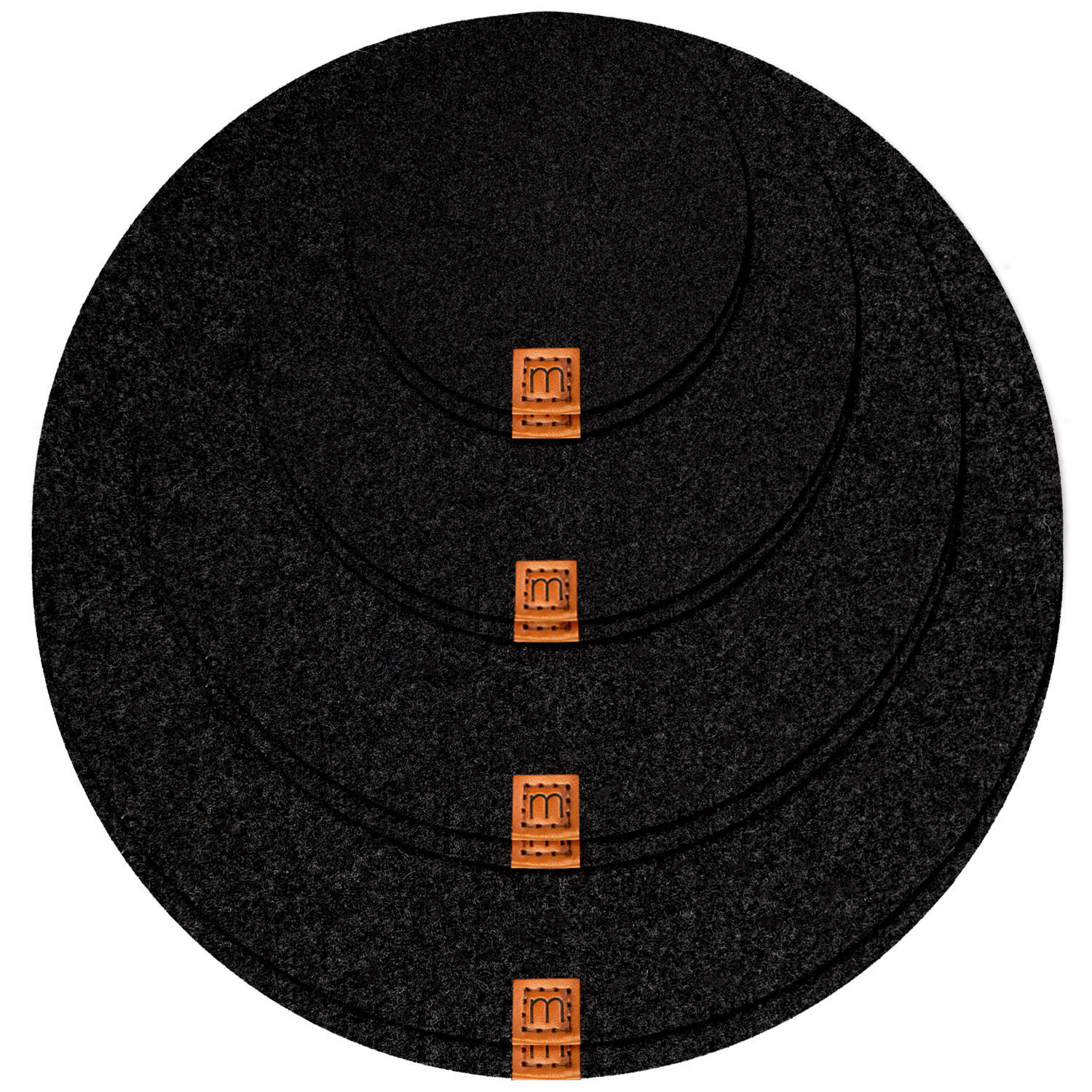 VASENUNTERSETZER 8er-Set - Schwarz, Textil (25/25cm) - Miqio Design