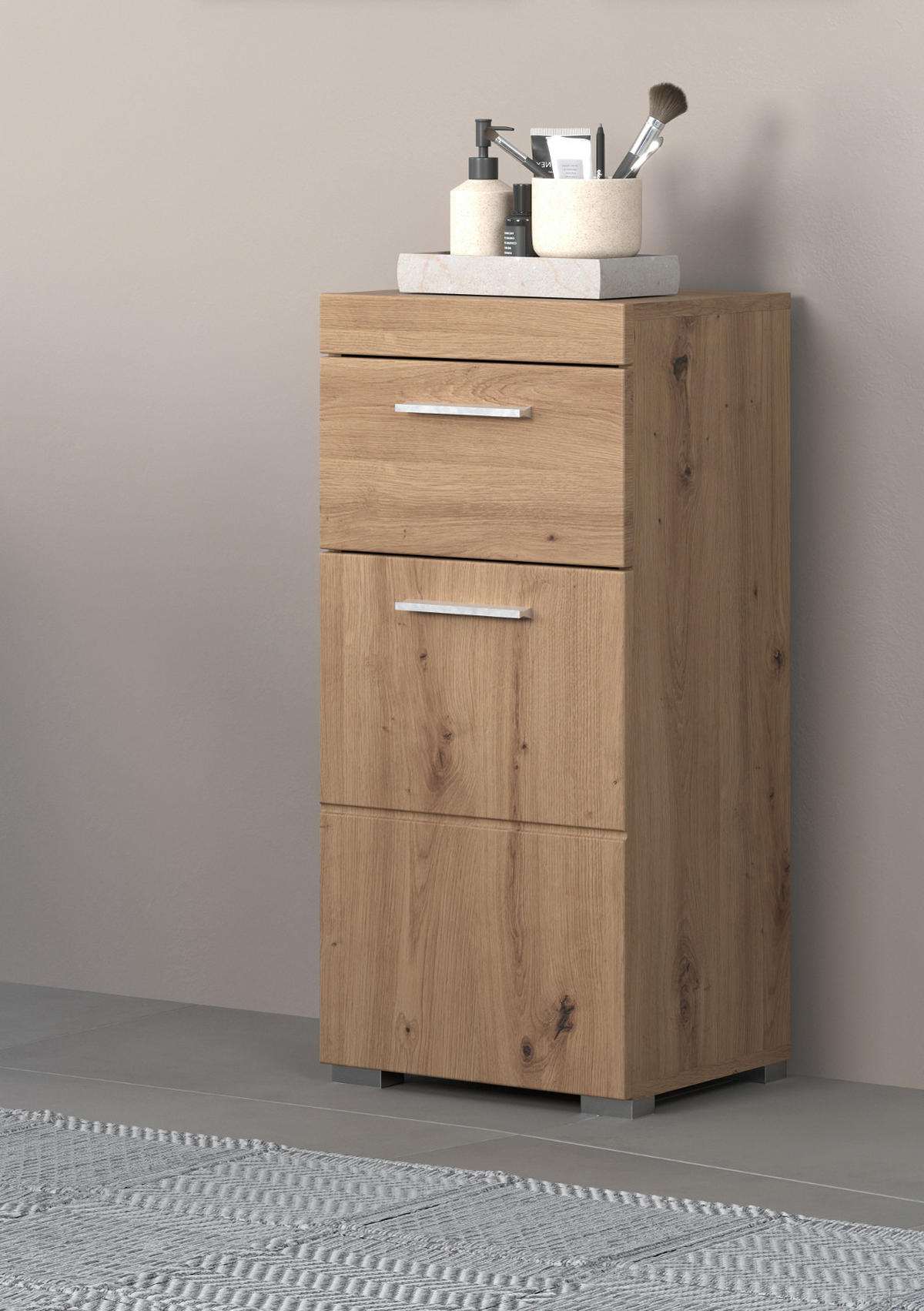 BADSCHRANK Asteiche 37 x 79 cm, Badezimmer Unterschrank in modernem Stil - Eichefarben, Holzwerkstoff/Kunststoff (37/79/31cm) - Top.Furn