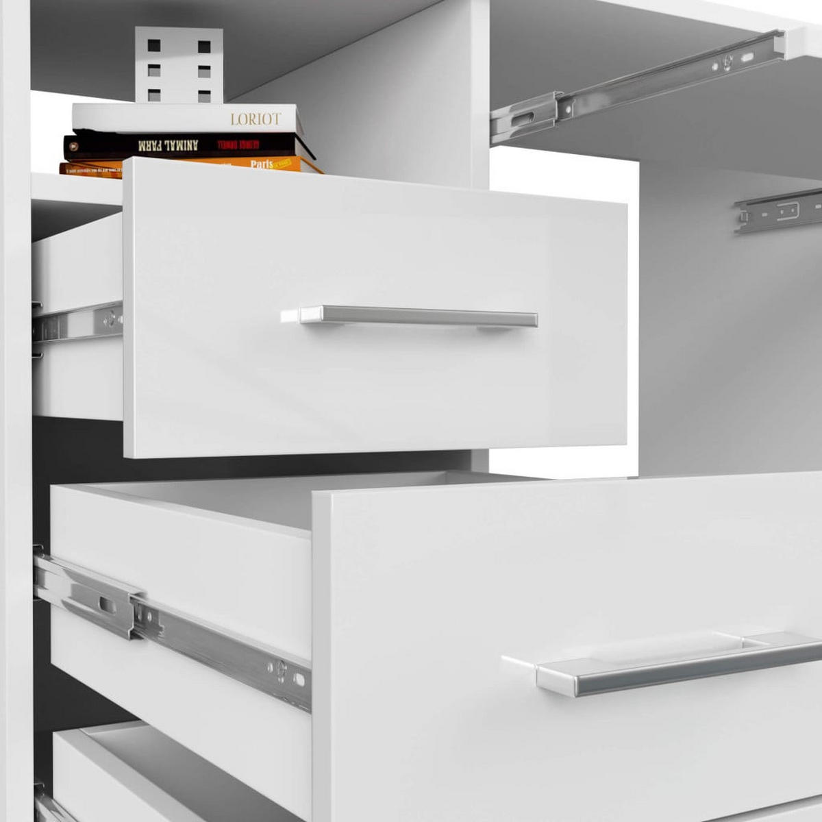 SCHREIBTISCH Weiß, Weiß Glanz 74/124/52 - Weiß Hochglanz/Weiß, Holzwerkstoff (52/124/74cm) - RAUMHIRSCH FURNITURE