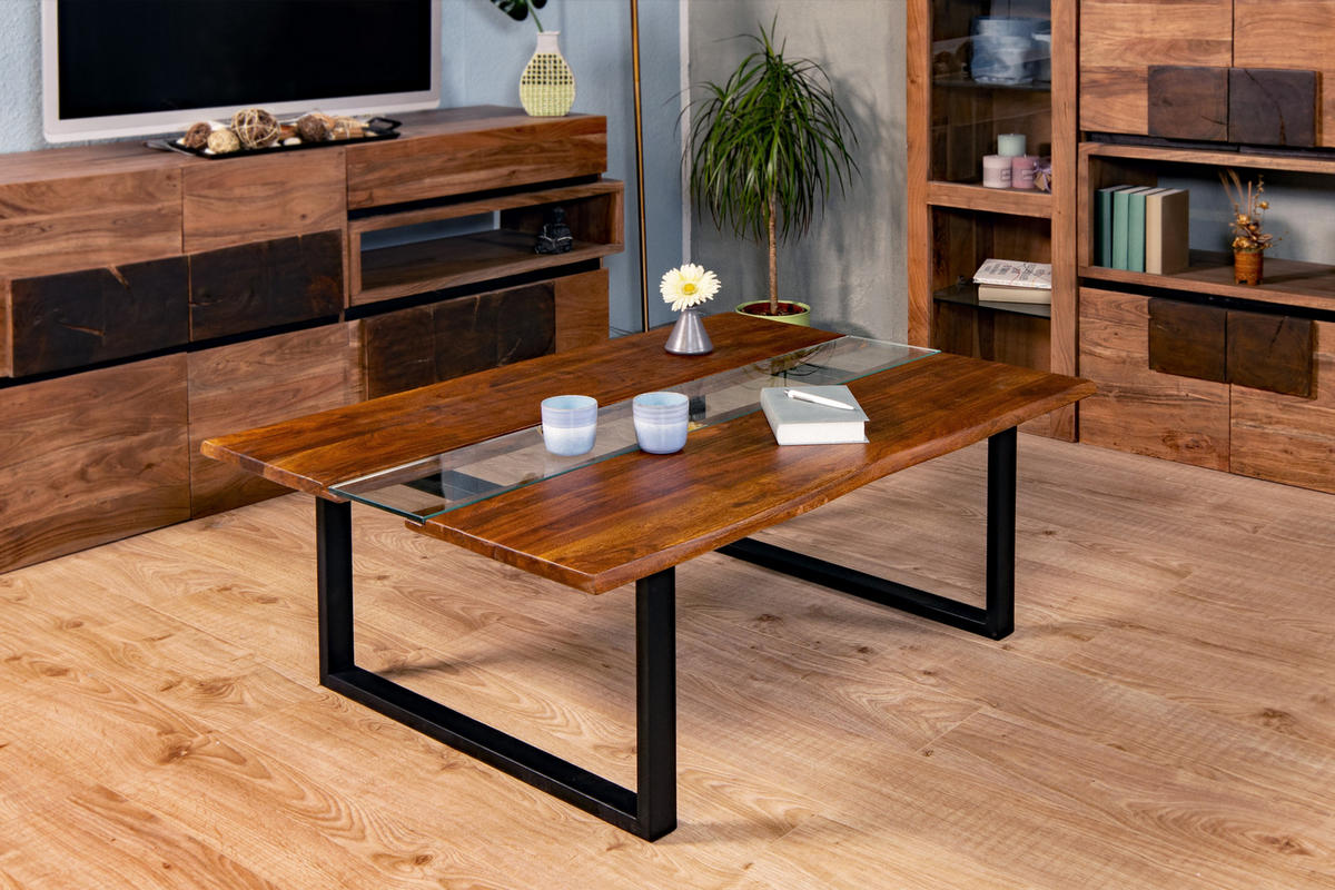 COUCHTISCH FRANCO - Nussbaumfarben/Walnussfarben, Holz/Metall (80/118/45cm) - SAM