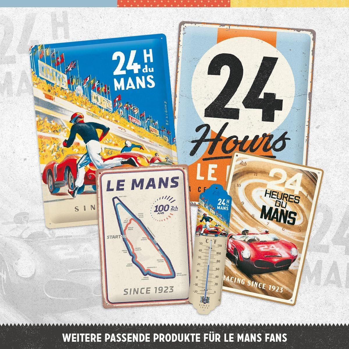 AROMADOSE 24h Le Mans Racing Poster Blue - Multicolor, Metall (11/17.5/7.5cm) - Nostalgic-Art