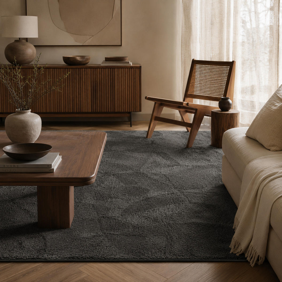 HOCHFLOR LANGFLOR SUPER SOFT TEPPICH SILKY - Anthrazit, Textil (120/170cm) - Pergamon