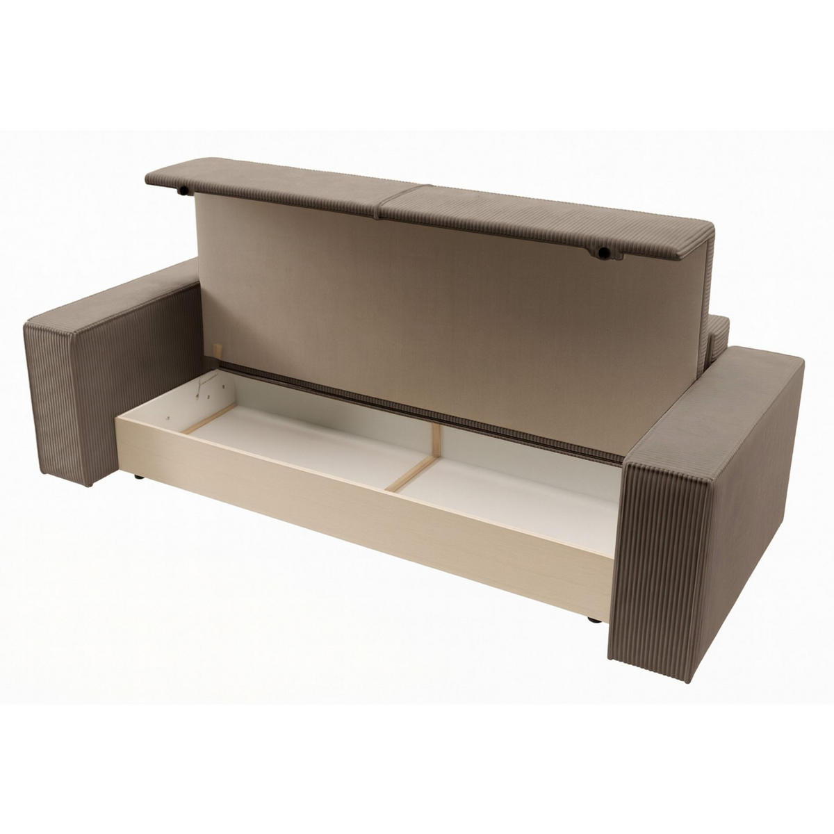 SCHLAFSOFA Farese Beige Cordbezug - Beige/Schwarz, Kunststoff/Textil (257/85/102cm) - Selsey