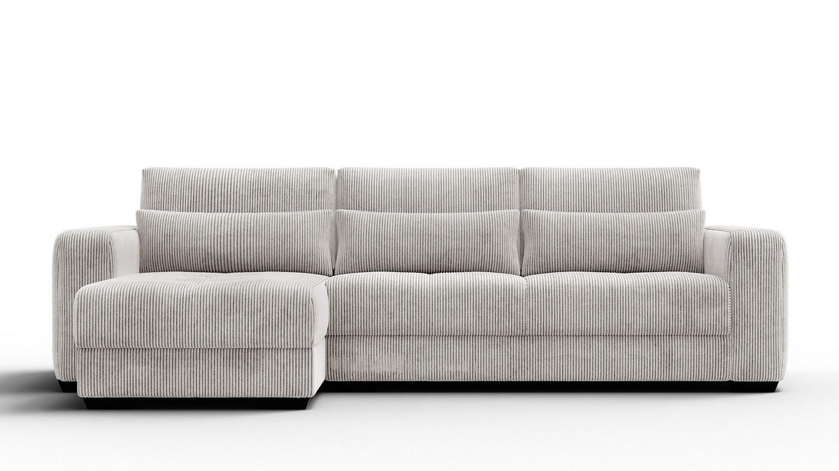 ECKSOFA OLI 4-Sitzer links, perlweiß - Weiß, Holz/Textil (295/172cm) - Courtois Laville