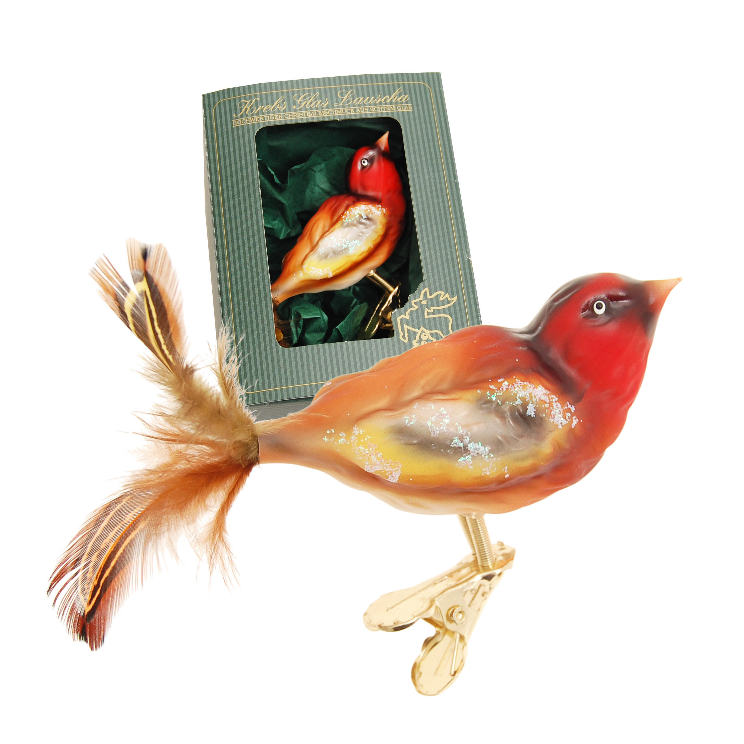 Krebs Glas Lauscha Christbaumschmuck Rot 4x4x9 cm