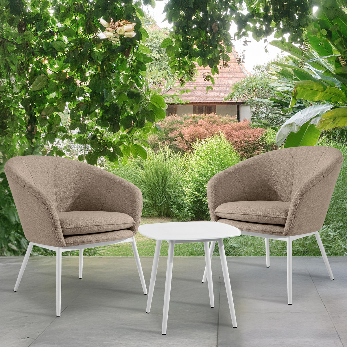 GARTENTISCH SOLIS Balkontisch, - Weiß, Textil/Metall (45/45/43cm) - KONSIMO®