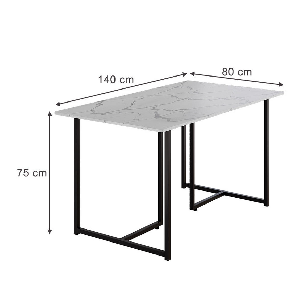 JÍDELNÍ STŮL Merido Černá/mramorová-bílá - černá/vysoce lesklá bílá, kompozitní dřevo (80/140/75cm) - Vicco