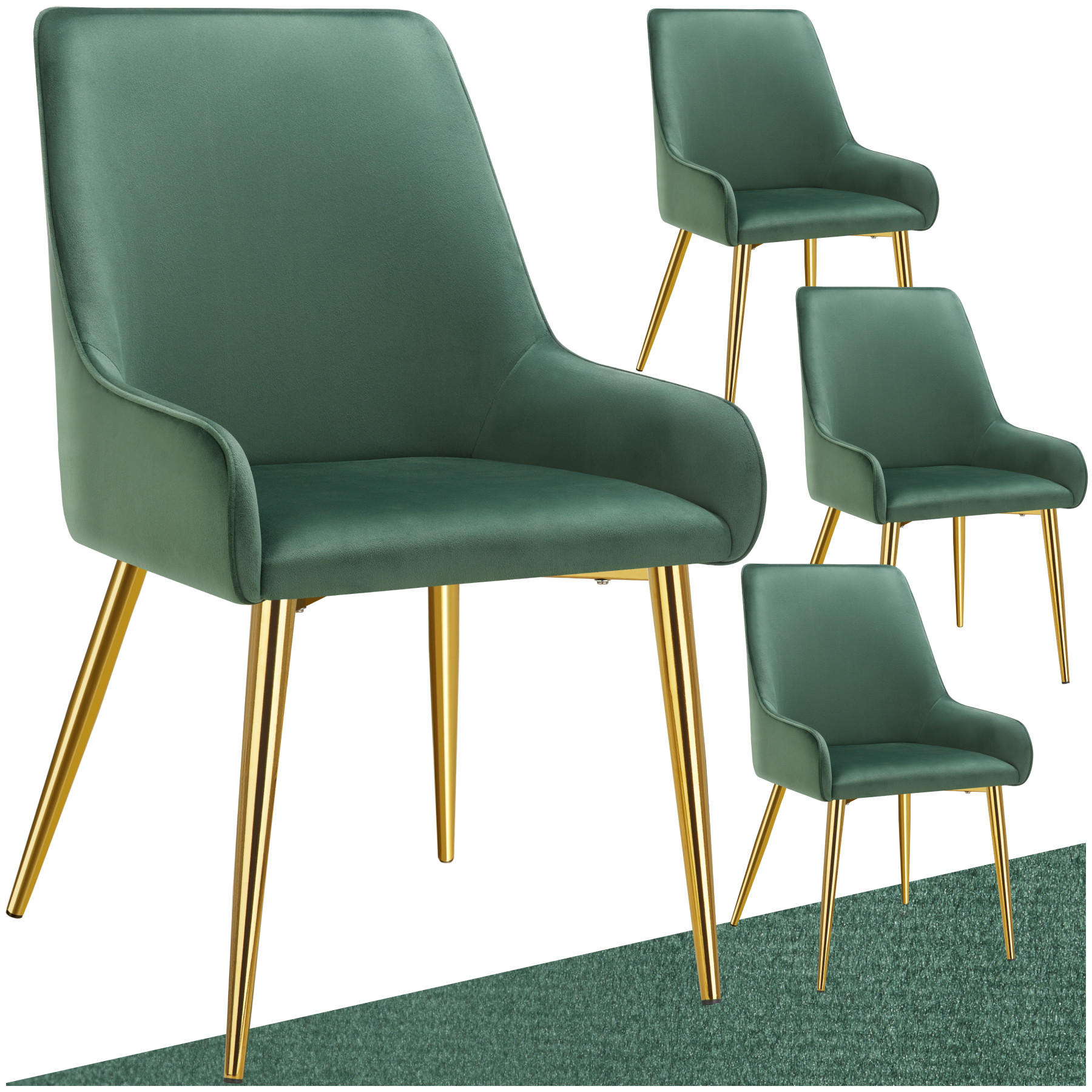 POLSTERSTUHL 4er Set Avane 52 x 61 x 89 cm grün - Grün, Textil (52/89/61cm) - tectake