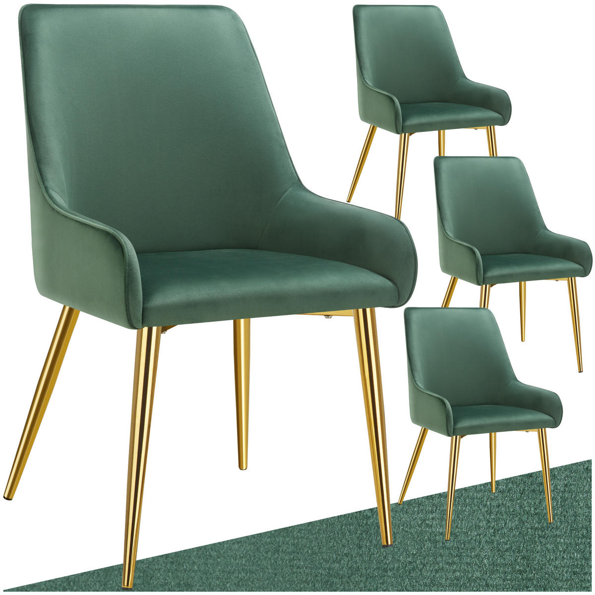 POLSTERSTUHL 4er Set Avane 52 x 61 x 89 cm grün - Grün, Textil (52/89/61cm) - tectake
