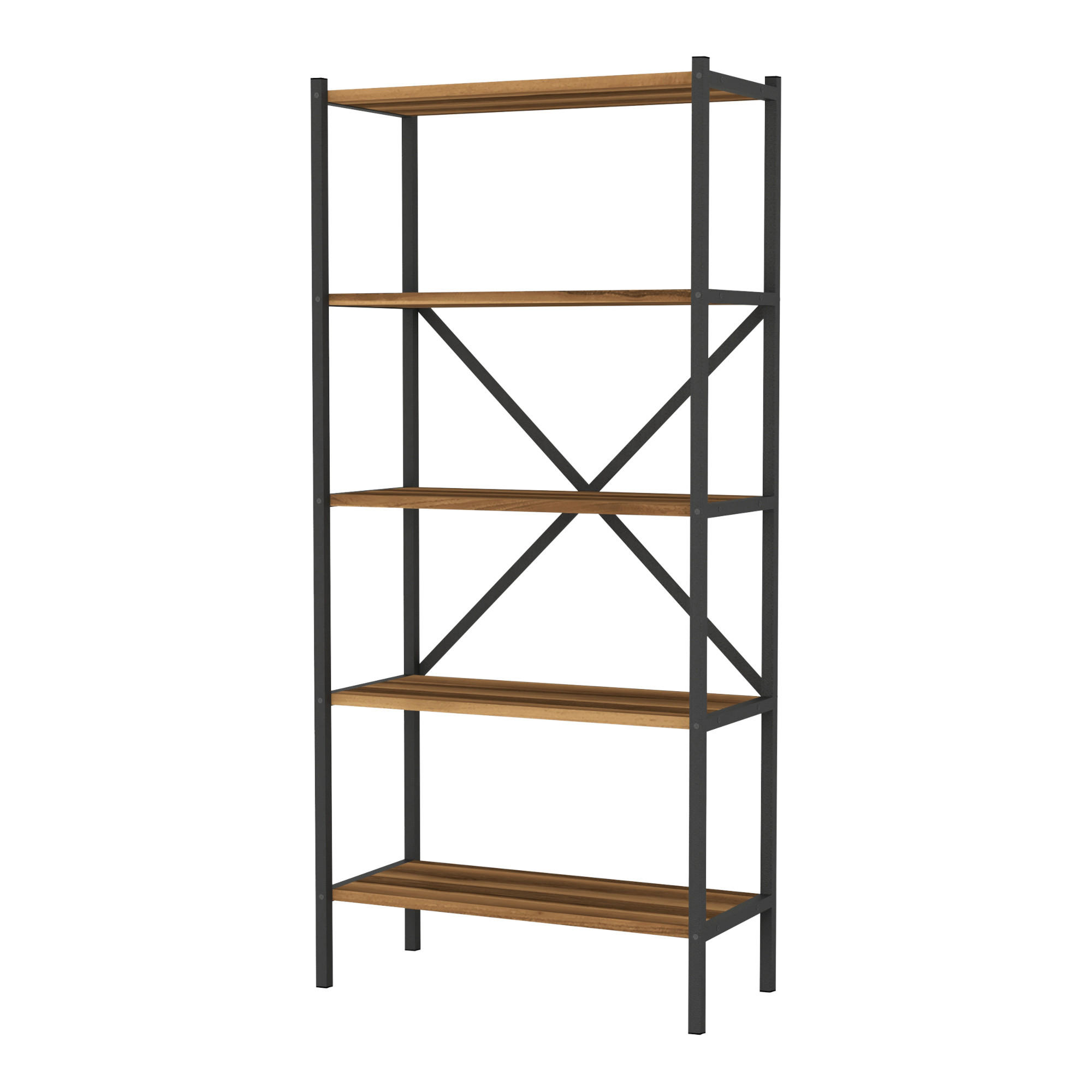STANDREGAL Tomelilla - Anthrazit/Walnussfarben, Holzwerkstoff/Metall (66/160/34cm) - [en.casa]