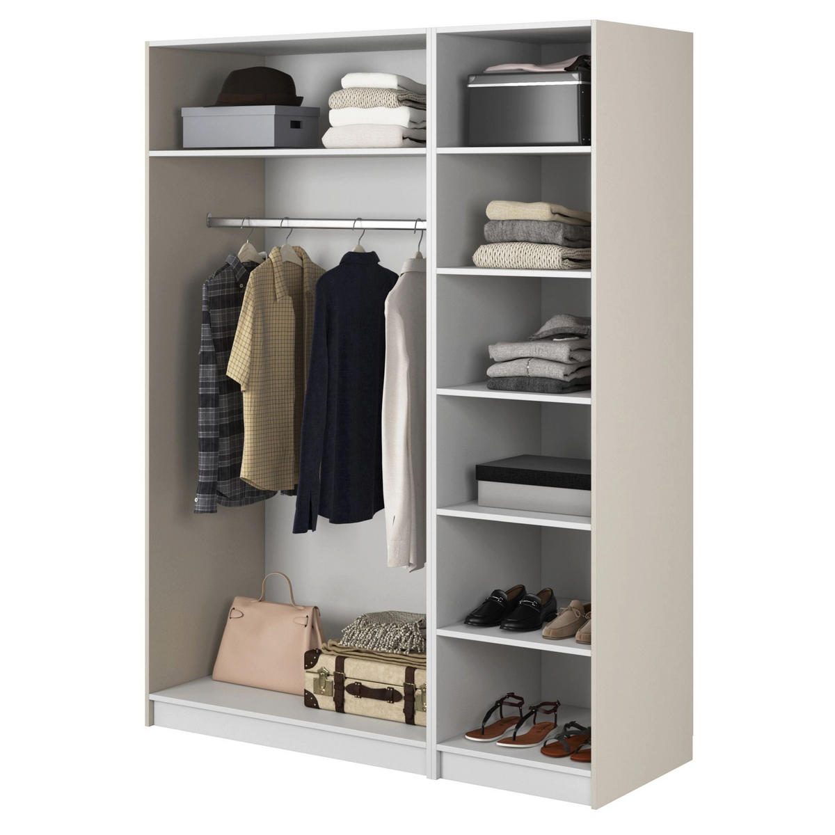 KLEIDERSCHRANK Frame Greige 150 cm - Taupe/Goldfarben, Holzwerkstoff/Metall (150/200.5/57cm) - Selsey