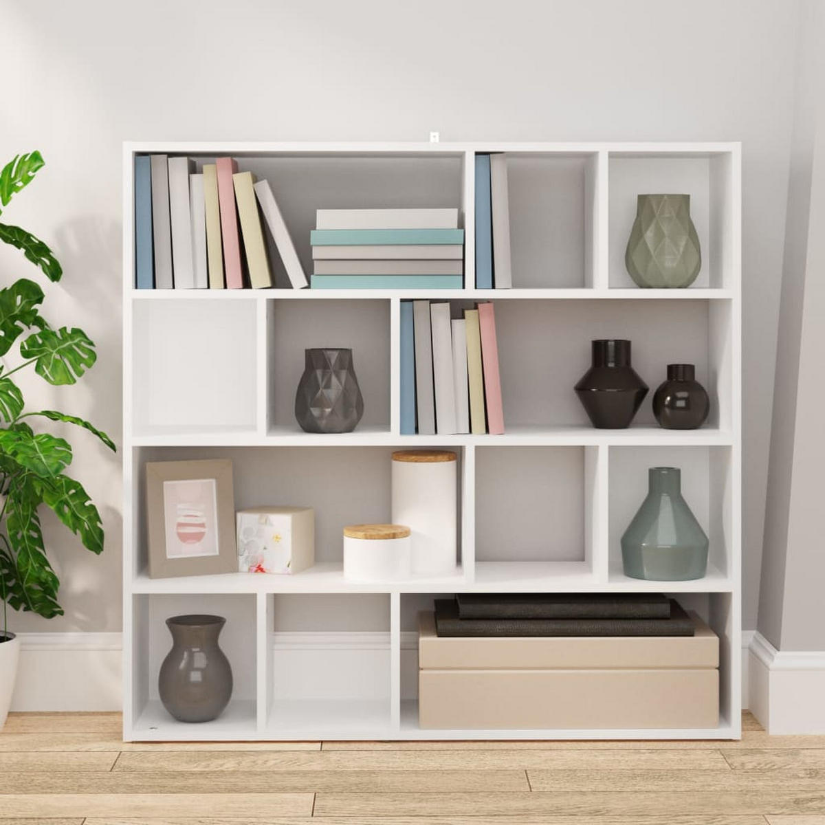 BÜCHERREGAL/RAUMTEILER Weiß 105x24x102 cm - Weiß, Holzwerkstoff (105/102/24cm) - furnicato