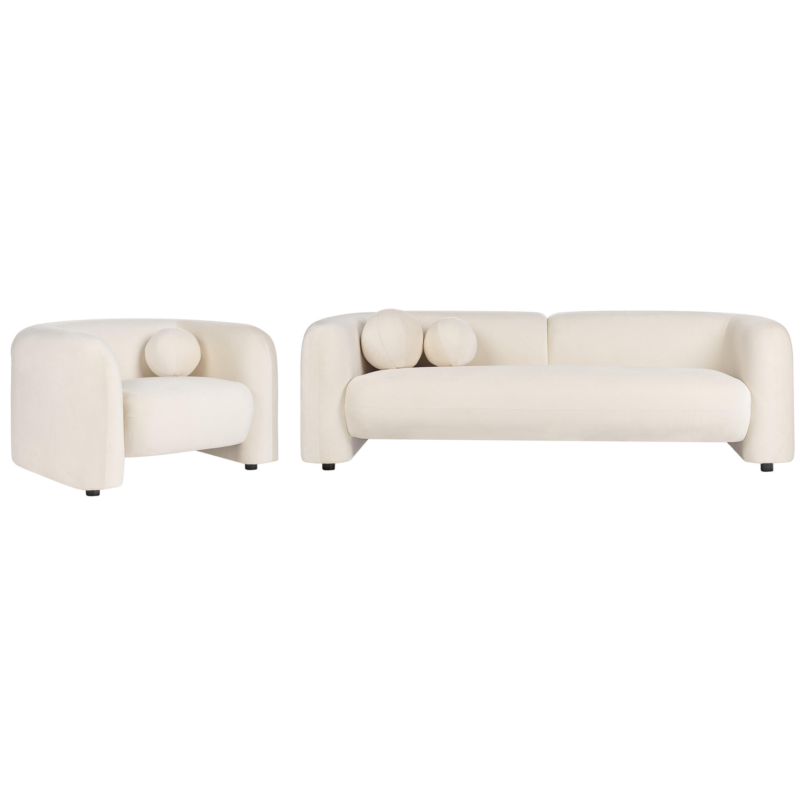 4-SITZER-SOFA Set Samtstoff cremeweiß Leiren - Weiß, Textil (83/83/224cm) - Beliani