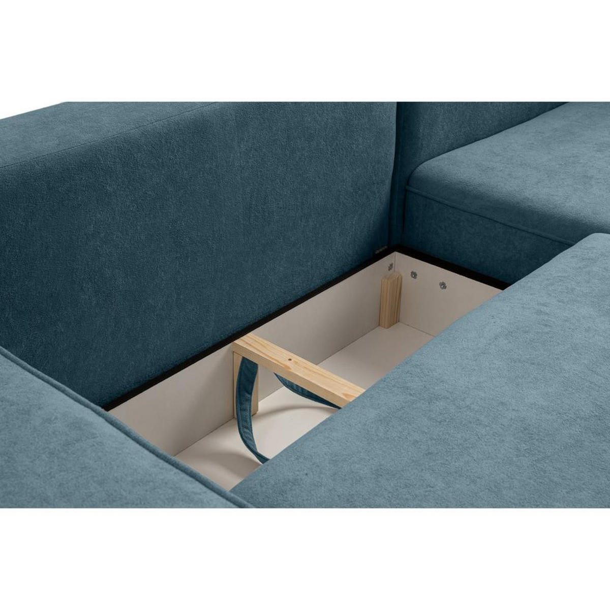 ECKSCHLAFSOFA Torre blau velours links - Blau, Textil (258/171cm) - Beautysofa