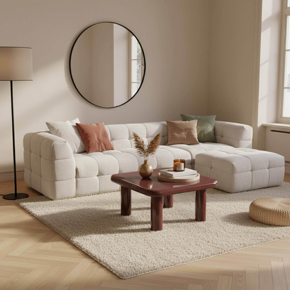 COUCHTISCH, Bordeauxrot - Lila, Holzwerkstoff (75/75/41cm) - Oviala