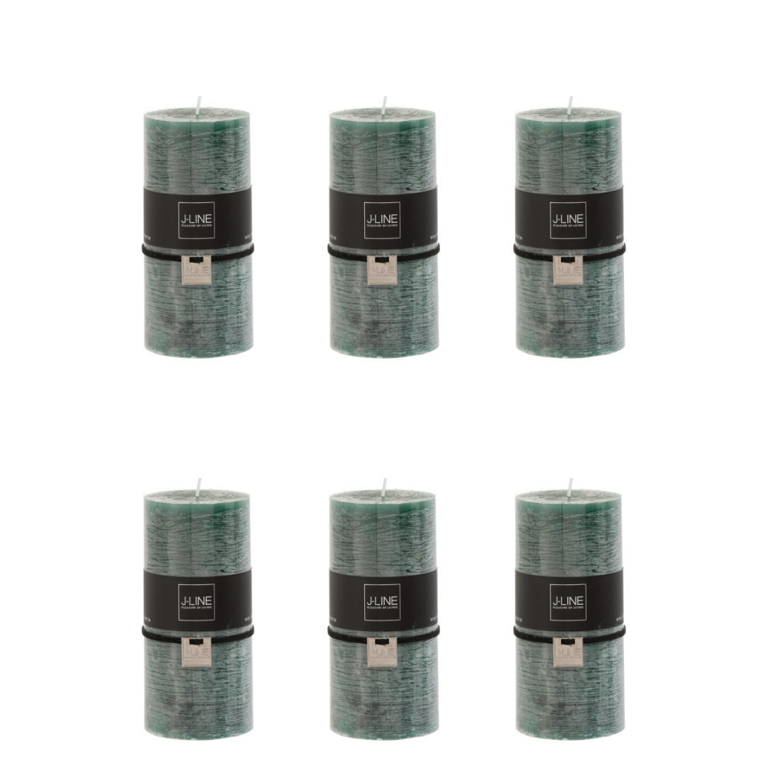 DUFTKERZE ZART - Dunkelgrün - L - 52 Std. - 6er set - Dunkelgrün, Paraffin (7/15cm) - J-Line