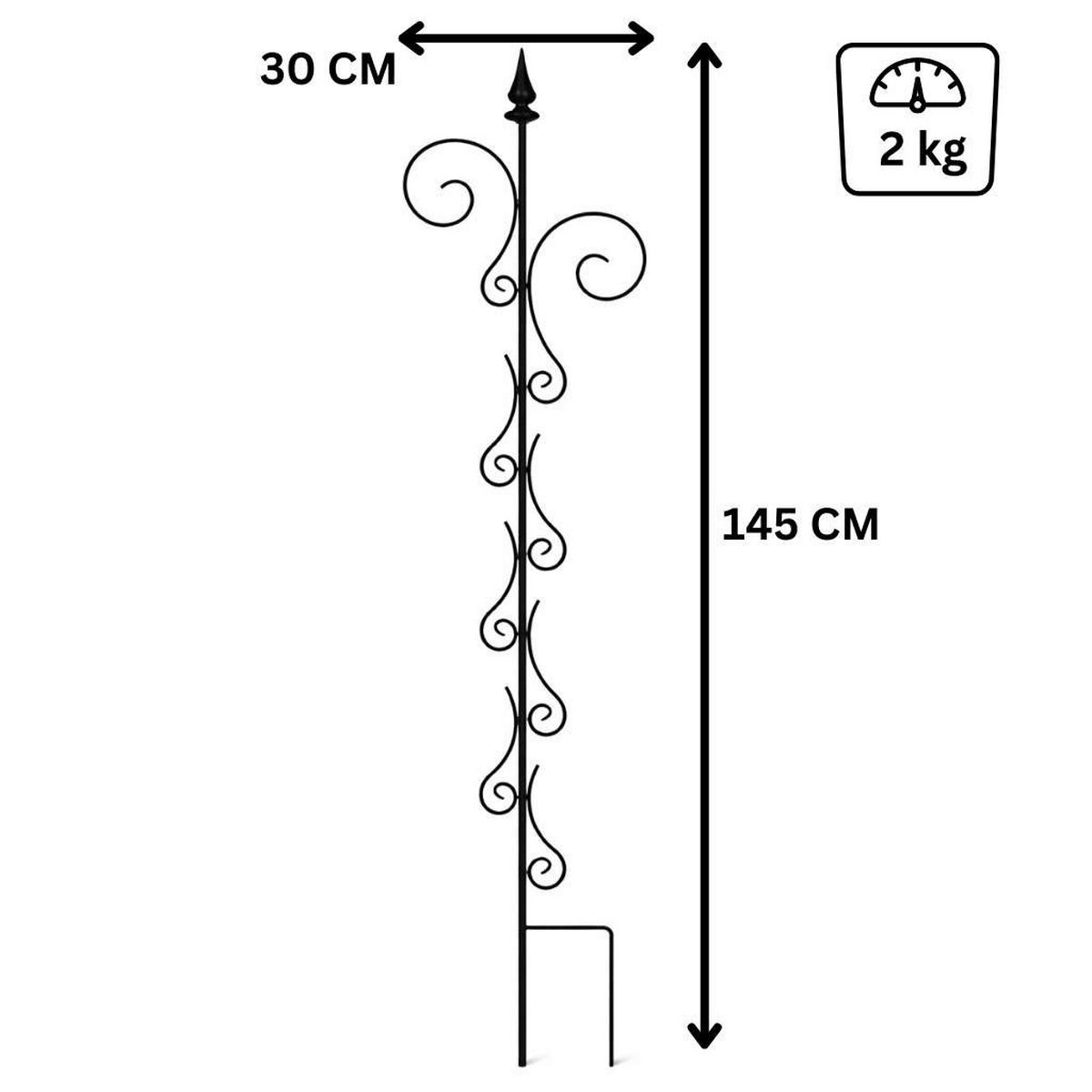 RANKHILFE mit 2 Halter Rankgitter aus Metall H-145cm B-30cm Kletterhilfe 2 Haken - Schwarz, Metall (30/145/2cm) - DanDiBo