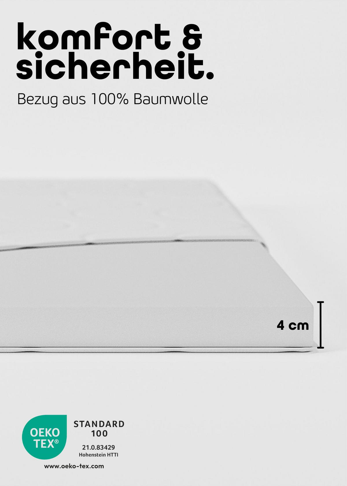 BABYMATRATZE für Laufgitter 100x100 cm, CLOUD Basic - Weiß, Textil (98/98cm) - Sämann – make a difference.