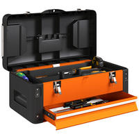 WERKZEUGKISTE leer, 49,7 x 25,3 x 23 cm aus Stahl, Orange - Orange, Metall (49.7/23/25.3cm) - HOMCOM