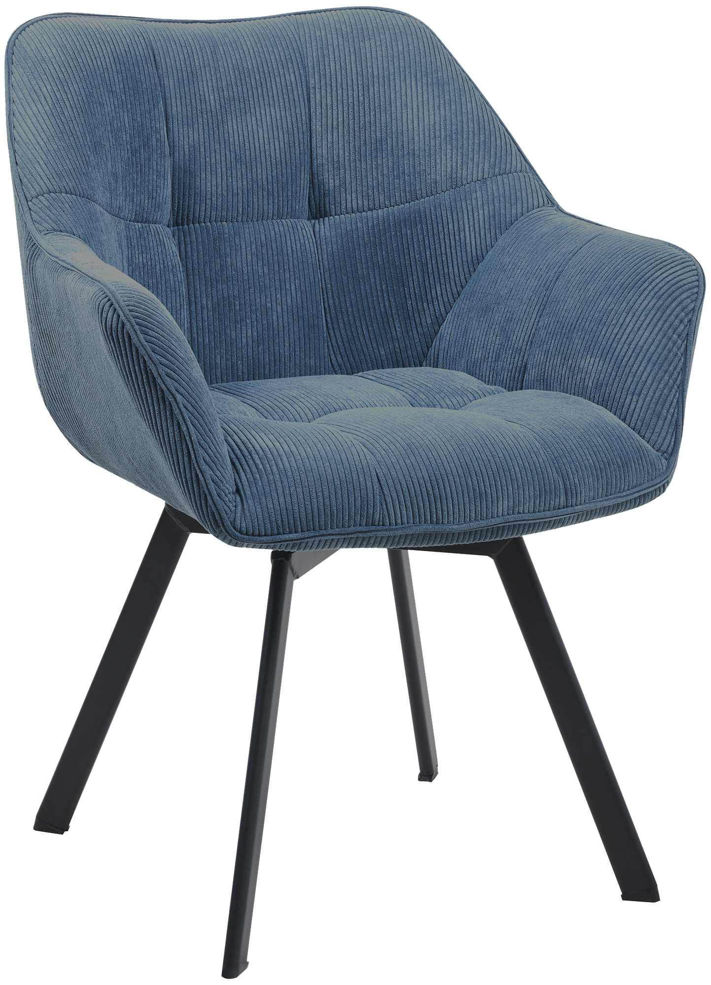 ARMLEHNENSTUHL Cord Blau - Blau/Schwarz, Textil/Metall (60/81/59cm) - CLP