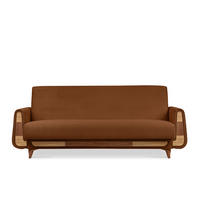 3-SITZER-SCHLAFSOFA GUSTAVO II mit Armlehnen, Orange - Orange, Holz/Holzwerkstoff (230/98/98cm) - KONSIMO®