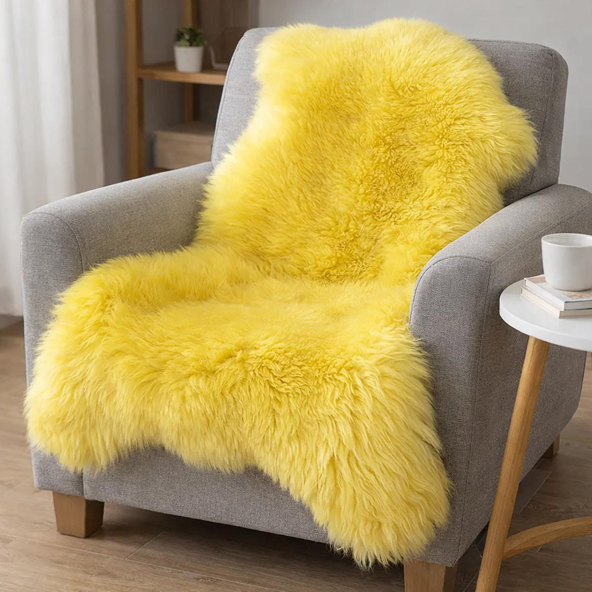 LAMMFELL Öko bunt gefärbt weich Fell Teppich Sonnengelb ca. 90 cm - Gelb, Fell (50/90cm) - Provellus