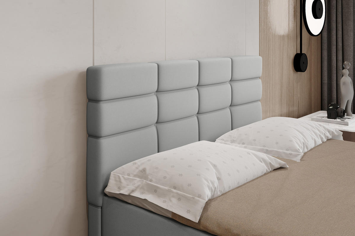 BOXBETT Reve 140 x 200 cm mit Bettkasten und Lattenrost ohne matratze - hellgrau - Hellblau, Holz (140/206cm) - Panda Möbel