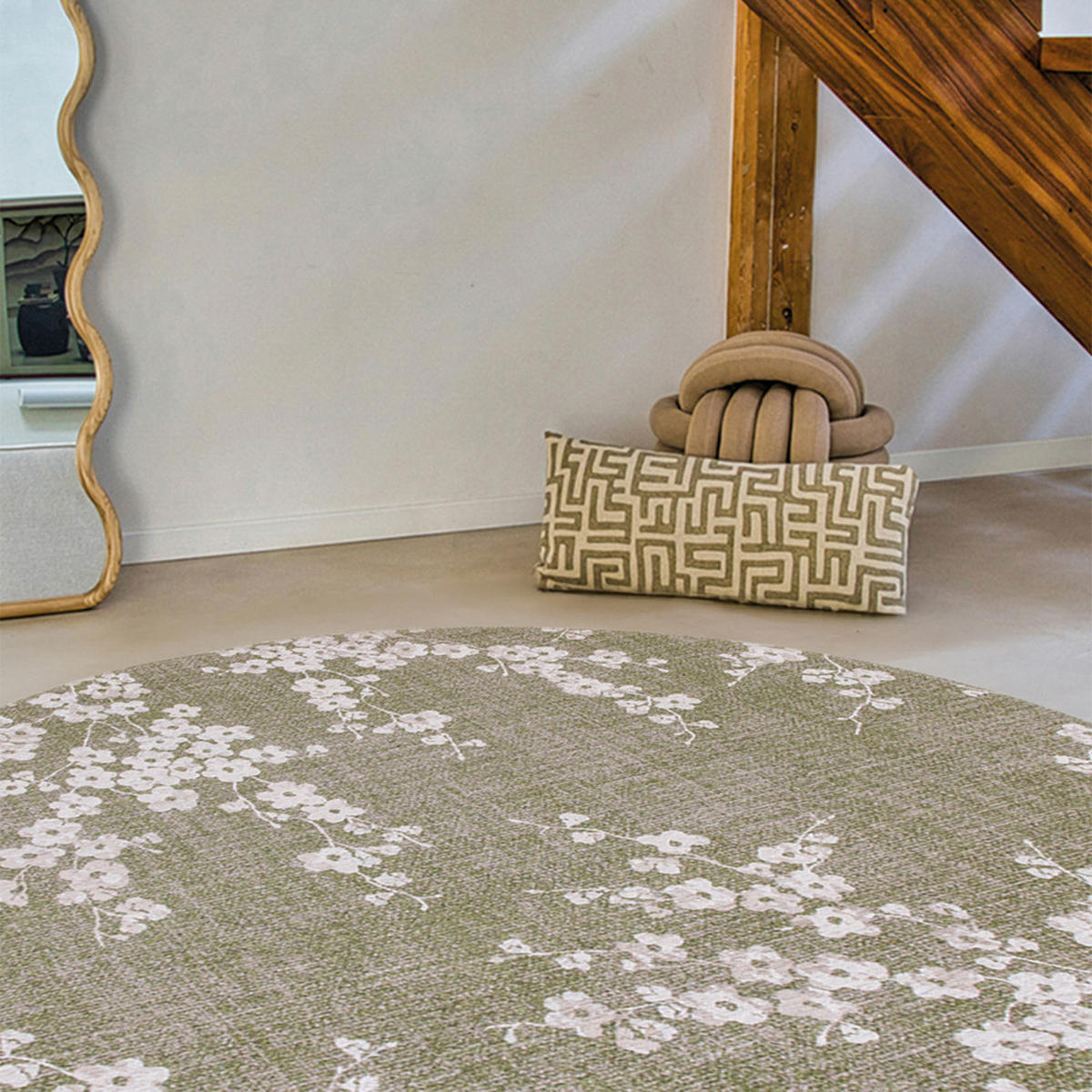TEPPICH Wet Garden Sakura 140/140 cm - Grün, Textil (140/140cm) - Louis De Poortere