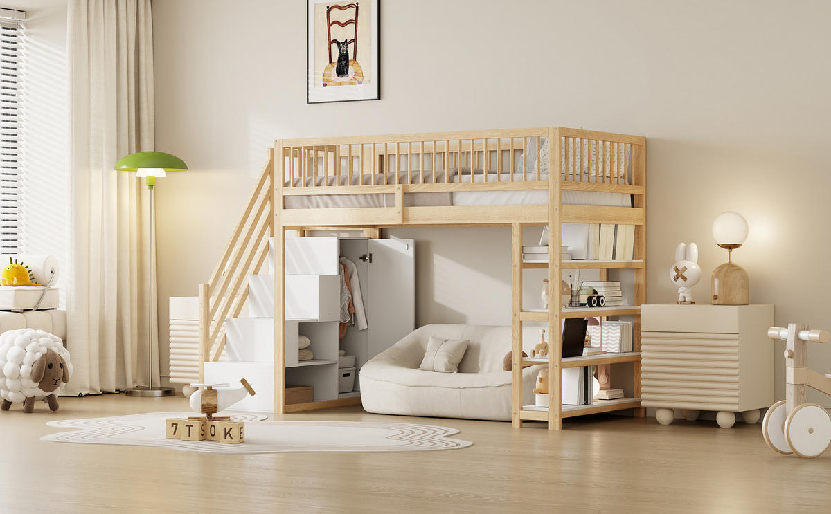 HOCHBETT 90x200 cm Schrank Regal Holz - Naturfarben, Holz (90/200cm) - LEBENLANG