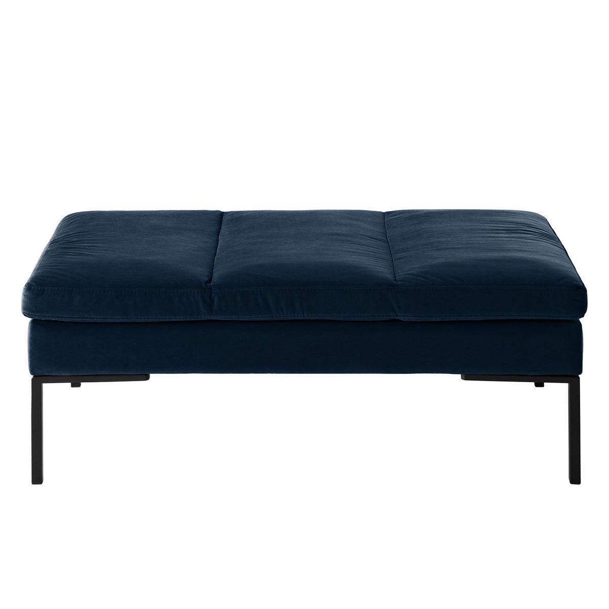 POLSTERHOCKER - Chromfarben/Dunkelblau, Textil/Metall (108/40/69cm) - home24