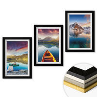 WANDBILDER 3er-Set - 20x30 cm Schwarzer Rahmen - Seen, Berge, Boote, Frieden - Schwarz, Kunststoff (20/30cm) - ArtPrintCave