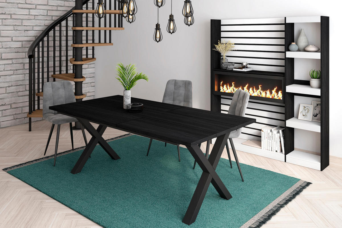 ESSZIMMERTISCH für 10 Gäste, schwarz, 194/90/75cm - Schwarz, Holzwerkstoff (90/194/75cm) - Skraut Home