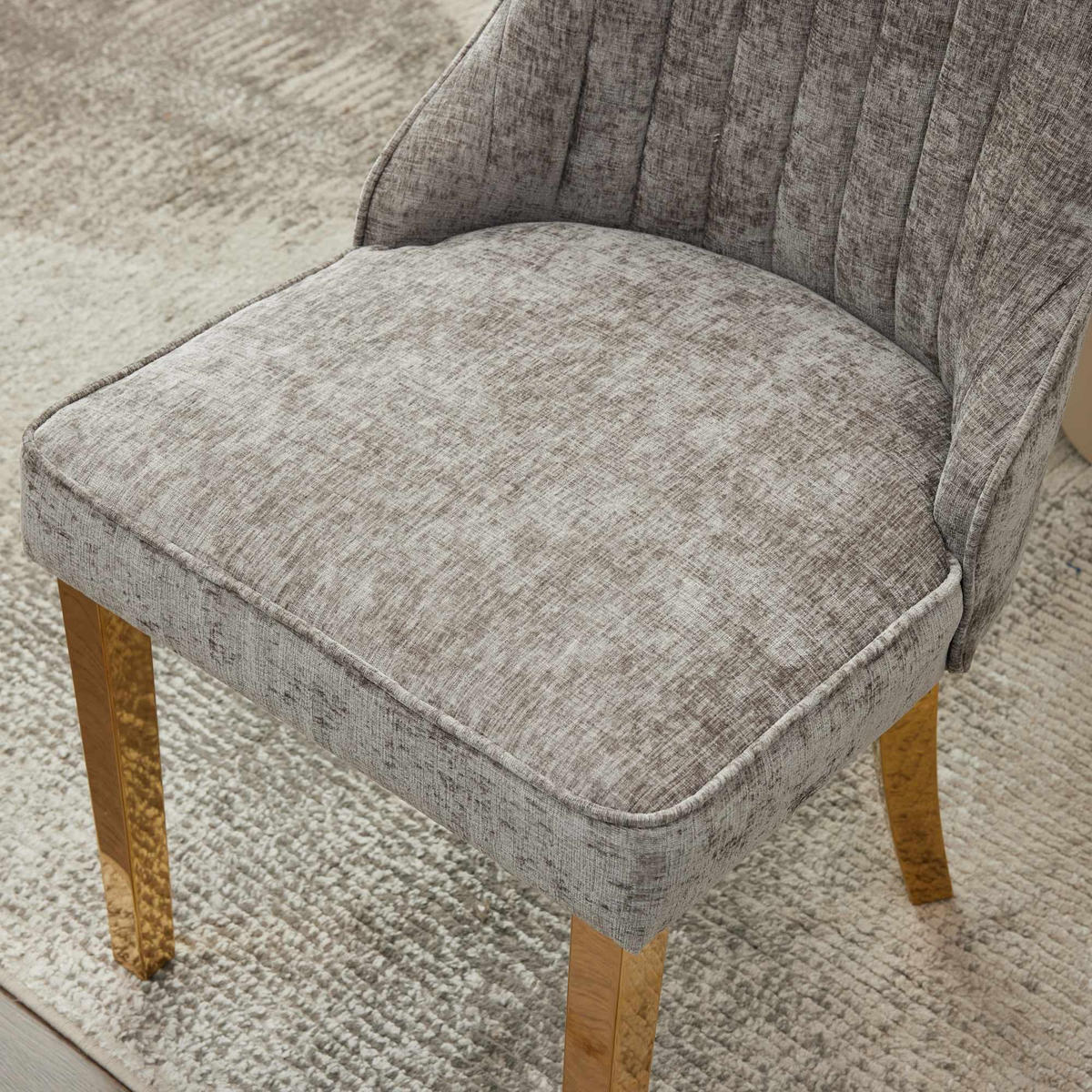 STUHL-SET DE-36306 2 Stück mit goldenen Metallbeinen Grau - Grau, Holz (50/95/65cm) - ComfortXL