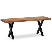 SITZBANK – Akazie/Massivholz/Metall, 120x40x45,5 cm, Baumkante, ohne Lehne - Schwarz/Braun, Holz/Metall (120/46/40cm) - KADIMA DESIGN