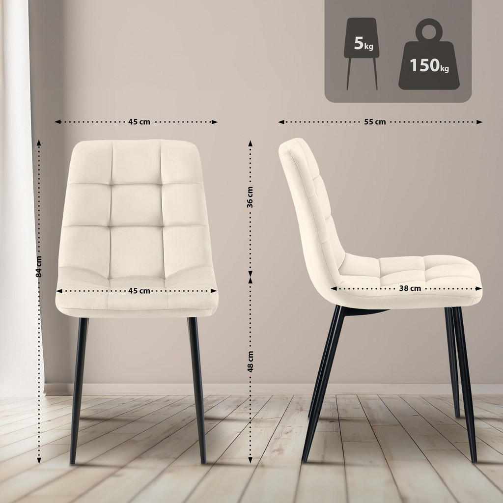 Thumbnail - CLP Stuhl, Creme, Textil, 45x84x55 cm, Esszimmer, Stühle, Esszimmerstühle, Vierfußstühle