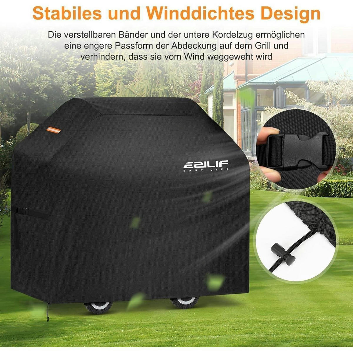 GRILLABDECKUNG Wetterfest 145 x 60 x 120 cm 600D Oxford-Gewebe - Schwarz, Textil (60/120/145cm)