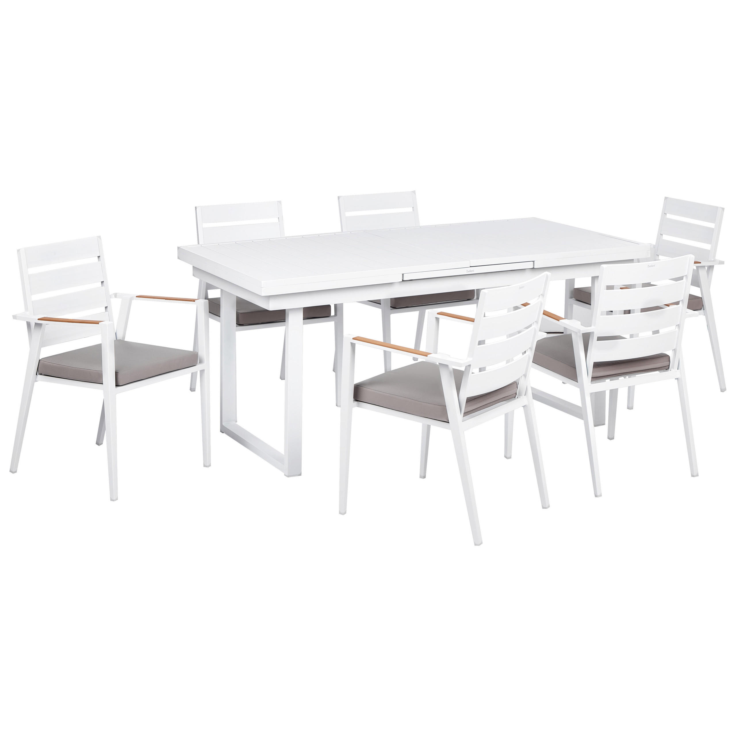 GARTENMÖBEL-SET 6-Sitzer Weiß Valcanetto/Taviano - Hellbraun/Weiß, Metall - Beliani