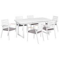 GARTENMÖBEL-SET 6-Sitzer Weiß Valcanetto/Taviano - Hellbraun/Weiß, Metall - Beliani