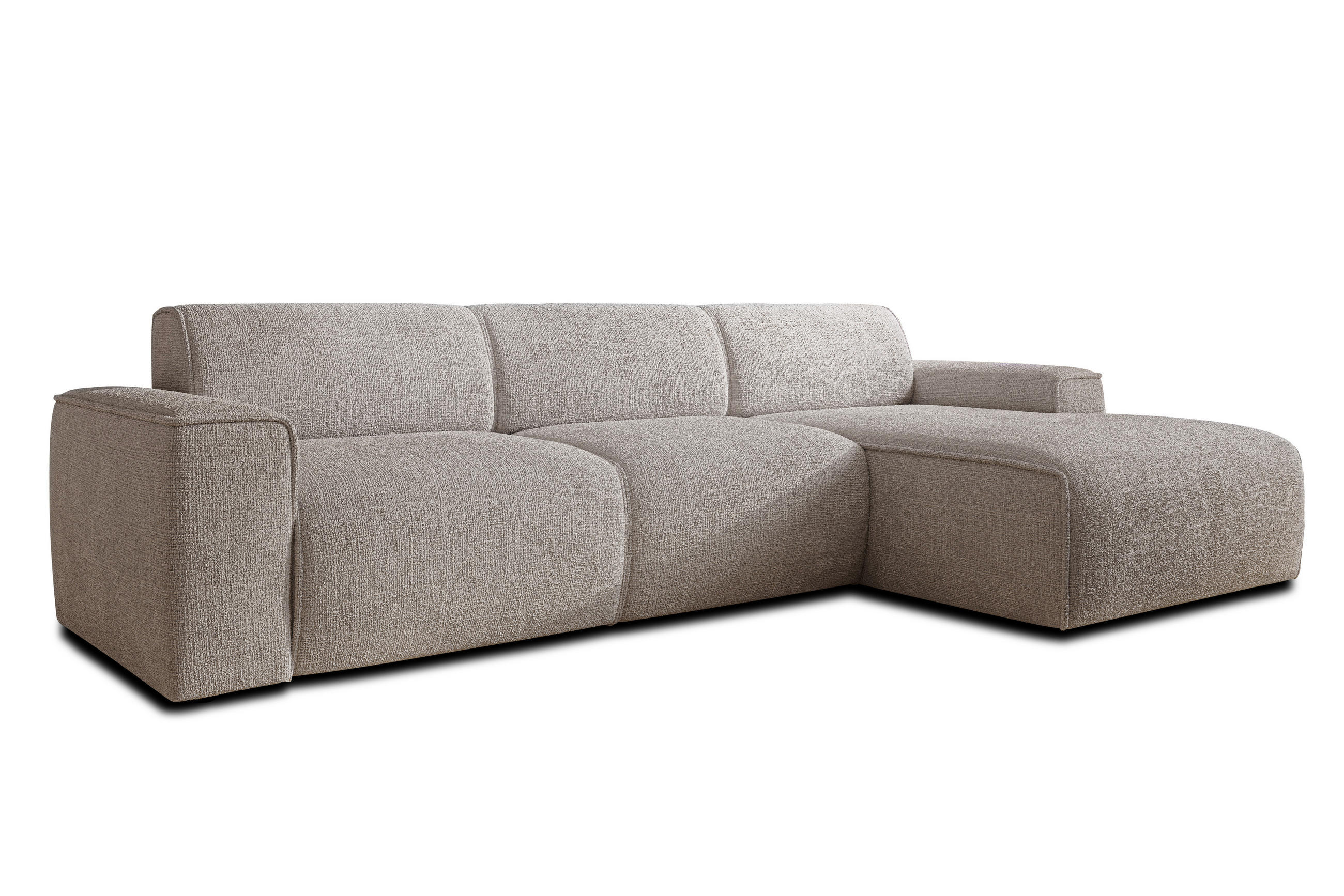 ECKSOFA L Form Didim mini Creme 310/165/78 cm – stilvolle kleine Eckcouch R - Creme/Schwarz, Kunststoff/Textil (310/165cm) - AX Living