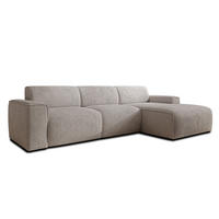 ECKSOFA L Form Didim mini Creme 310/165/78 cm – stilvolle kleine Eckcouch R - Creme/Schwarz, Kunststoff/Textil (310/165cm) - AX Living